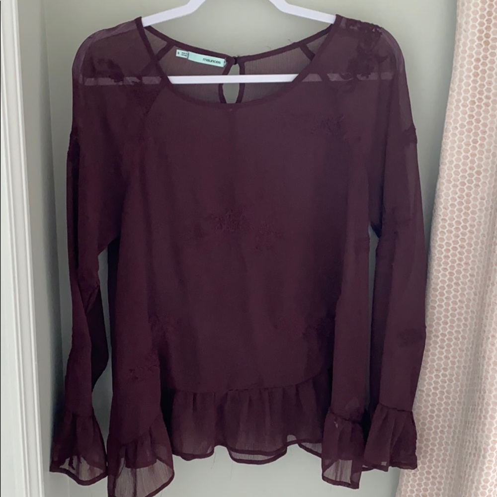 Maurices Maroon Sheer Top